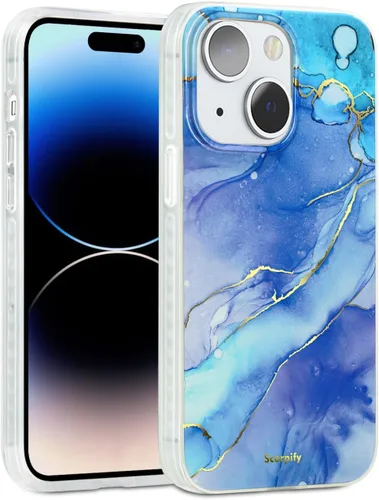 SCORPIFY Funda para iPhone 14 [compatible con MagSafe] con diseño de mármol azul fantasía, bonita funda magnética para teléfono para mujeres, niñas