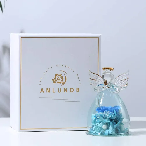 Miniatura 2 de ANLUNOB - Flores preservadas, regalos de cumpleaños y Navidad para mujeres, ángeles con bonitas rosas azules para regalos de boda y Acción de Gracias
