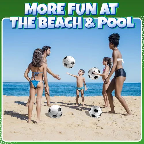 Miniatura 5 de Bedwina Pelotas de fútbol inflables (paquete de 12) de 16 pulgadas, pelotas de playa a granel para juguetes de playa y fútbol, decoraciones