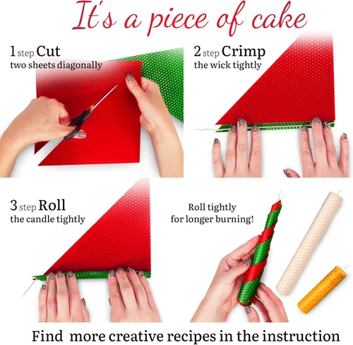Miniatura 3 de Kit para enrollar velas navideñas - Kit de fabricación de velas de cera de abeja para niños y adultos (Navidad, Janucá, Kwanzaa) - Proyecto