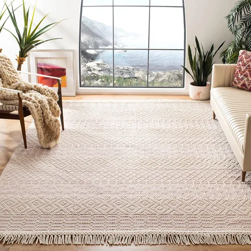 Miniatura 24 de SAFAVIEH Natura Collection - Alfombra decorativa de 2 x 3 pies, color marfil, con flecos de lana marroquí bohemia, hecha a mano, ideal para zonas