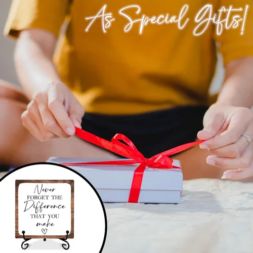 Miniatura 7 de Decoración inspiradora de madera de 4 pulgadas con 1 soporte de metal, decoración de escritorio motivacional rústica para el hogar, oficina, Nunca