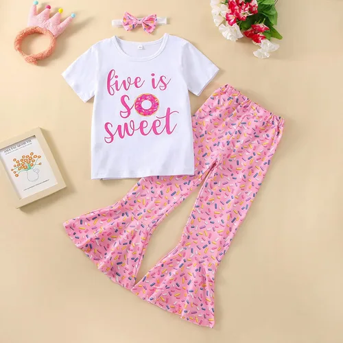 Miniatura 34 de Conjunto de ropa de cumpleaños para bebé niña pequeña, camiseta de manga larga, pantalones de campana, diadema