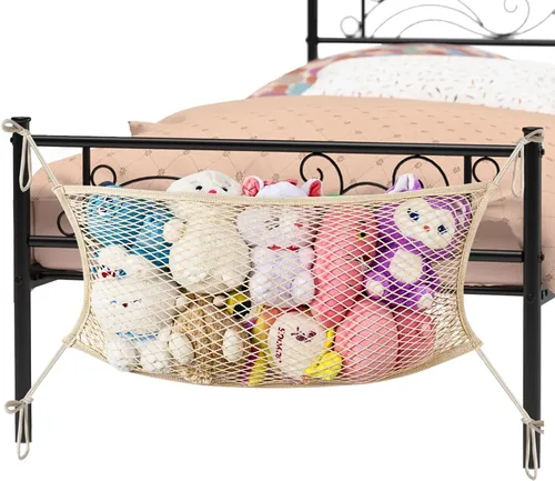 Red de almacenamiento de animales de peluche para niños, red organizadora de juguetes de noche, almacena cuidadosamente tus animales de peluche, red