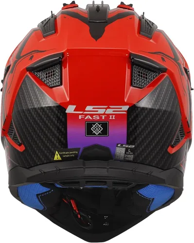 Miniatura 3 de LS2 Helmets Gate II - Casco integral para motocicleta MX Brillo lavado rojo/azul/morado