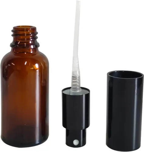 Miniatura 6 de Paquete de 12 aerosoles de vidrio ámbar de 1 onza para aceites esenciales, botella de spray pequeña, espray de niebla fina, pulverizador negro