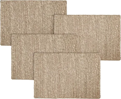 Miniatura 19 de Hausattire Juego de 4 manteles individuales tejidos - Azul, manteles individuales de yute boho rectangulares para mesa de cocina, mesa de comedor