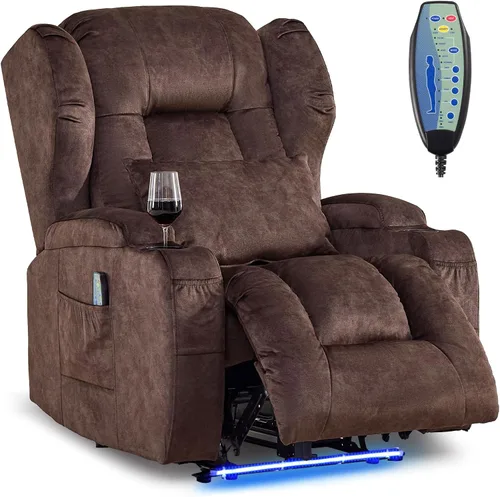 Miniatura 23 de DRMBOOK Silla Reclinable Eléctrica, Sofá Reclinable Eléctrico Wall Hugger con Masaje y Calor, Asiento de Teatro Sobrerelleno con Puerto