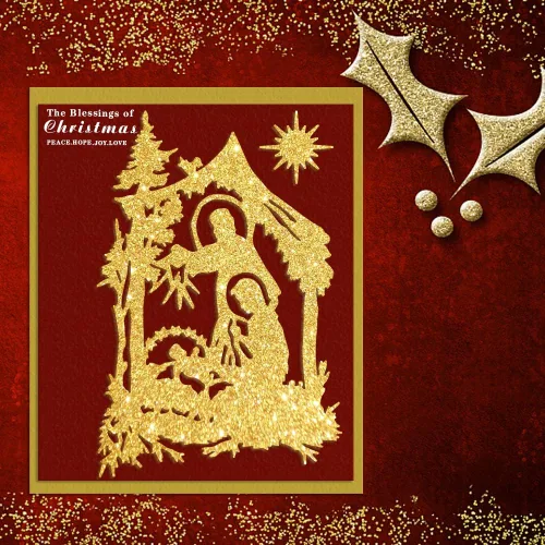 Miniatura 5 de Troqueles de corte de metal para Navidad, Pascua, religión, pesebre, fondo de rezo, troqueles para hacer tarjetas, álbumes de recortes y álbum