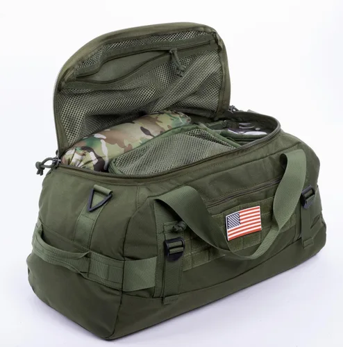 Miniatura 4 de Bolsa táctica MOLLE Gear Bag Carry on Travel Duffel Bag Ideal para viajes, caza, campo de tiro, aplicación de la ley, campamento. 35L, Verde oliva