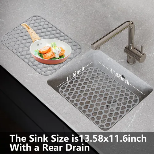 Miniatura 5 de Protectores de fregadero para fregadero de cocina, 2 alfombrillas de cocina de silicona de 13.58 x 11.6 pulgadas, protector inferior antideslizante