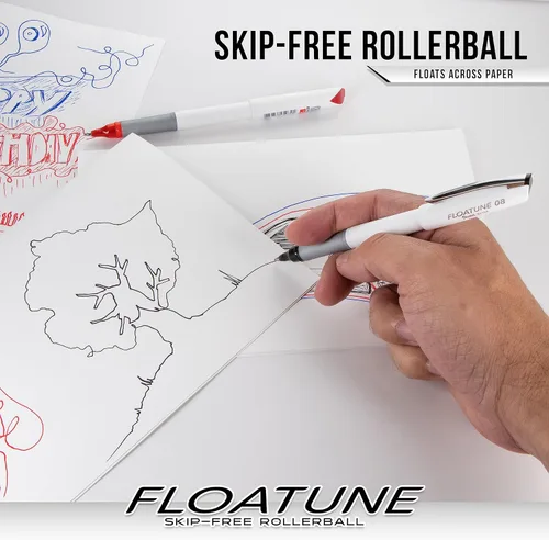 Miniatura 3 de Bolígrafo de bola de tinta Pentel Floatune, (0.8mm), punta media, tinta negra/azul/roja, paquete de 8 bolígrafos (BY108PF8OFC)