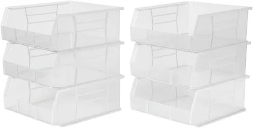 Miniatura 6 de Hudson Exchange - Contenedores apilables de plástico de 11 x 11 x 5 pulgadas y contenedores para colgar (color amarillo, 1 unidad)