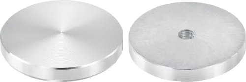 Miniatura 38 de uxcell M6 Rosca 0.787 in de diámetro de forma redonda de aluminio disco hardware 1pcs, aluminio círculo disco vidrio adaptador superior para mesa