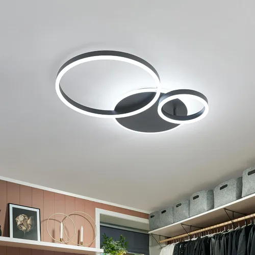 O'NEELDY Moderna lámpara de techo LED regulable de montaje empotrado con control remoto de anillo de acrílico, 48W 3000K-6000K ajustable, lámpara