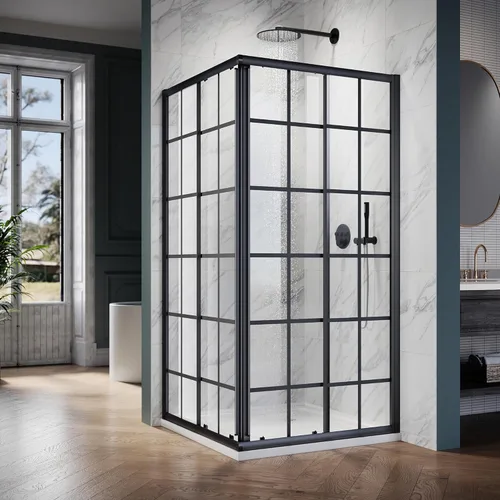 Miniatura 12 de ELEGANT Cabina de ducha esquinera de 36 pulgadas de profundidad x 36 pulgadas de ancho x 72 pulgadas de alto, puerta de ducha de esquina corredera