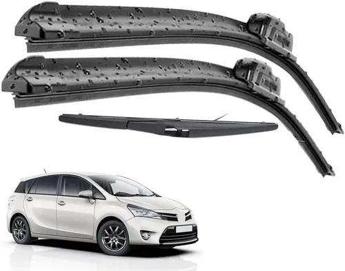Juego de limpiaparabrisas delantero y trasero compatible con Toyota Verso 2009-2019 parabrisas ventana 26 + 16 + 12 pulgadas