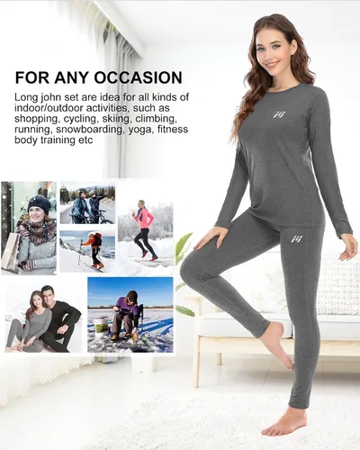 Miniatura 6 de MEETWEE Ropa interior térmica para mujer, Long Johns Ski para clima frío, capa base, cálida parte superior e inferior de invierno para correr