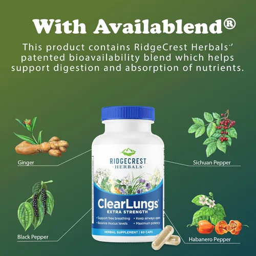 Miniatura 7 de RidgeCrest Herbals ClearLungs Extra Strength, suplemento de salud diaria, fórmula natural de bienestar pulmonar y nasal para apoyo bronquial