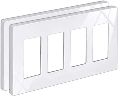 Miniatura 14 de BESTTEN Placa de pared sin tornillos de 5 segmentos, cubierta de enchufe decorador, placa decorativa para interruptor, serie blanca nieve brillante