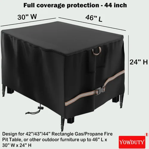 Miniatura 2 de Funda rectangular para mesa de fogata de gas propano de 44x28x24 pulgadas, impermeable de servicio pesado 600D, funda rectangular para chimenea