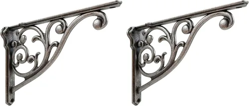 Miniatura 86 de Soportes de estante de 4 pulgadas, paquete de 4 soportes de pared de latón antiguo de alta resistencia, estantes decorativos de cocina victoriana