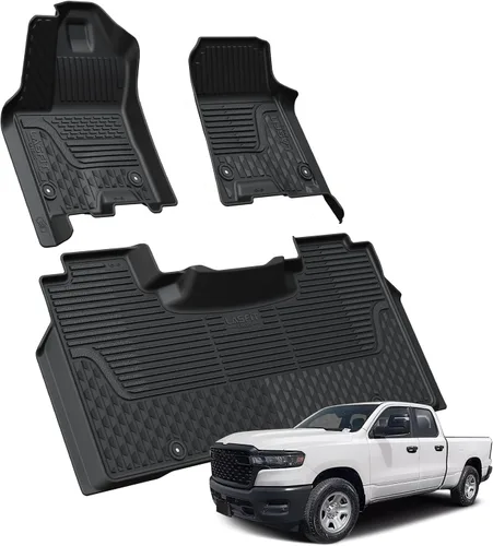 Miniatura 21 de LASFIT - Alfombrillas para Ram 1500 2019-2024 Cabina Tripulación con Cubo de Almacenamiento Bajo el Asiento Trasero