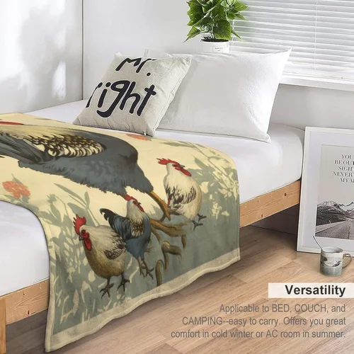 Miniatura 5 de Manta de gallos orgánica de forro polar de pollo de 30 x 40 pulgadas, manta de franela para sofá, cama para adultos, niños, adolescentes, regalo