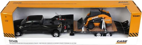Miniatura 7 de Case IH 1/32 Big Farm Ram Dually Quad Cab con remolque Lowboy y cargadora Skidsteer Case SV340B 47155