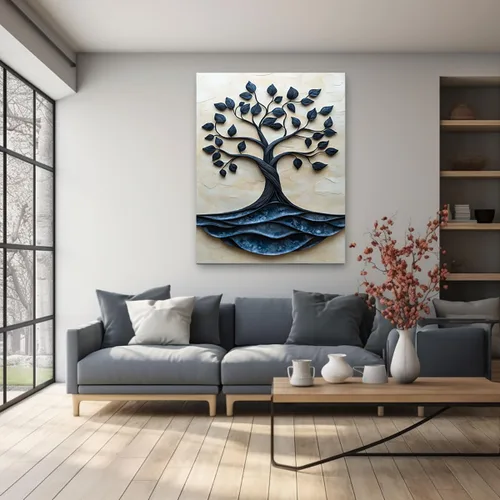 Miniatura 3 de VOCBAN Nature Tree of Life Abstract Pictures Canvas Painting Large Modern Canvas Wall Art Colorful Trees Living Room Wall Decor Plant Prints(black