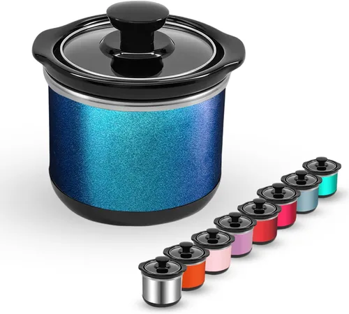 Miniatura 10 de Mini olla de cocción lenta, capacidad de 0.65 cuartos de galón, olla pequeña de cocción lenta, olla de cerámica, reducción de pérdida de nutrientes