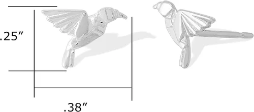 Miniatura 4 de Boma Pendientes de tuerca de plata de ley con diseño de pájaro de origami, Metal, No es una piedra preciosa