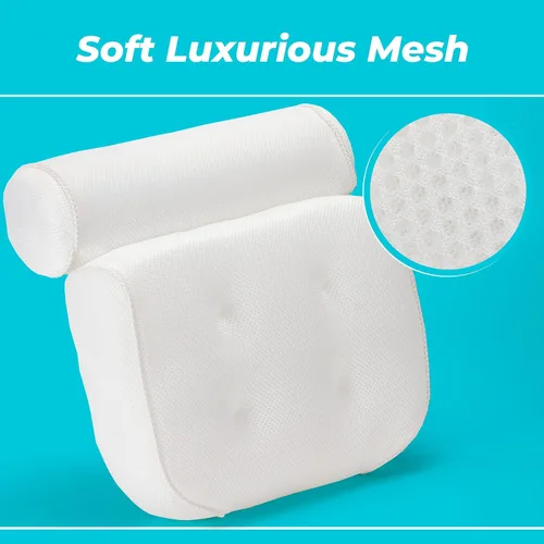Miniatura 4 de BASIC CONCEPTS Almohada de bañera para soporte de cuello y espalda con gancho de secado, almohada de bañera reposacabezas lavable a máquina
