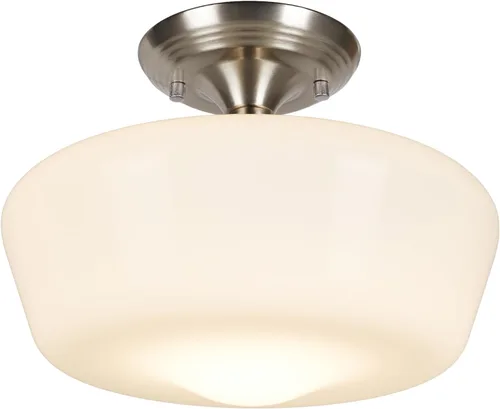 Miniatura 13 de Lámpara de techo estilo casa escolar semiempotrada con bombilla regulable y control remoto, lámpara de techo moderna dorada de 12" con pantalla