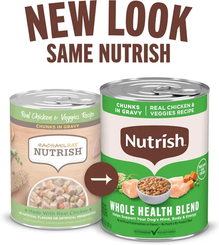 Miniatura 2 de Nutrish Rachael Ray Comida Húmeda para Perros Trozos en Salsa Receta de Pollo Real y Verduras, Lata de 13 oz., Paquete de 12