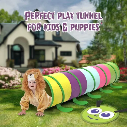 Miniatura 5 de WER Tienda de campaña de túnel de juego para niños, oruga, túnel emergente para niñas, niños, tubo de juguete para gatear al aire libre e