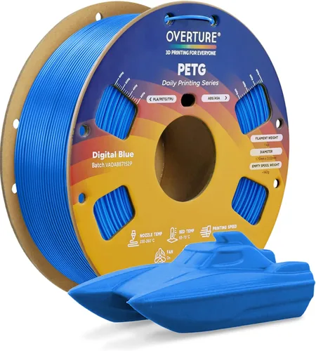 Miniatura 50 de OVERTURE - Filamento PETG de 1/16 de pulgada (1.75 mm) para impresora 3D y FDM, bien enrollado, duradero, carrete de 4.4 libras, dureza firme