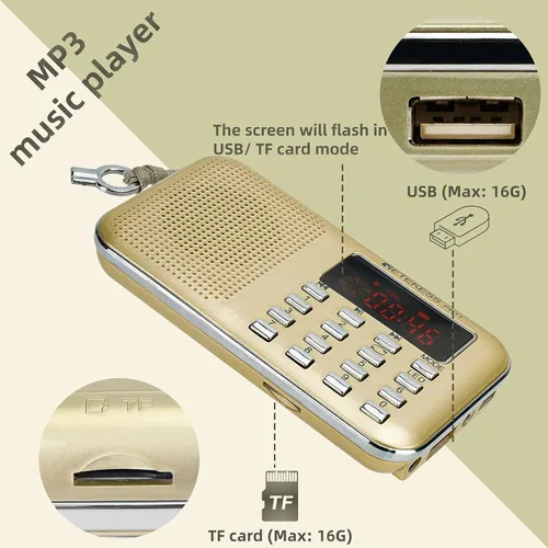 Miniatura 8 de Retekess Radio digital V115 AM FM, radios portátiles de onda corta, Retekess PR11 AM FM Radio portátil, radios transistores recargables compatibles