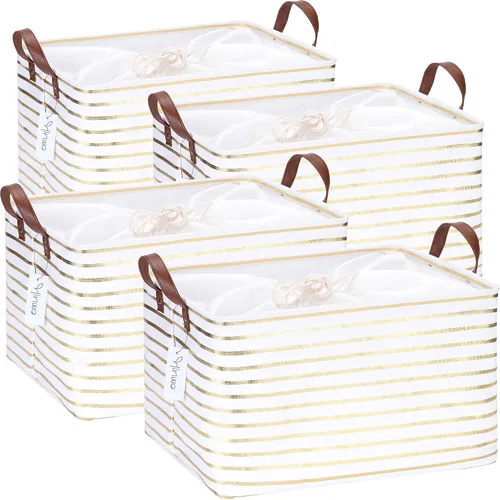 Miniatura 52 de Hinwo 31L Bolsas de almacenamiento grandes, organizadores de armario y almacenamiento, cestas de estante, cestas de almacenamiento plegables
