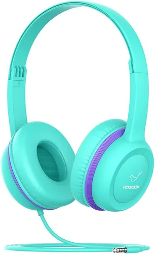 Miniatura 11 de vinamass Auriculares para niños, auriculares con cable para niños con limitador de volumen seguro, auriculares para niños con cable de 0.138 in