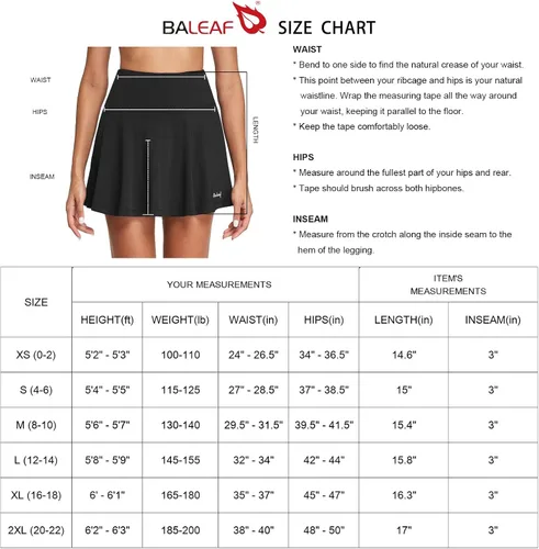 Miniatura 7 de BALEAF - Faldas de tenis plisadas para mujer, faldas pantalón de golf atléticas, con bolsillos, para correr, entrenar y hacer deportes