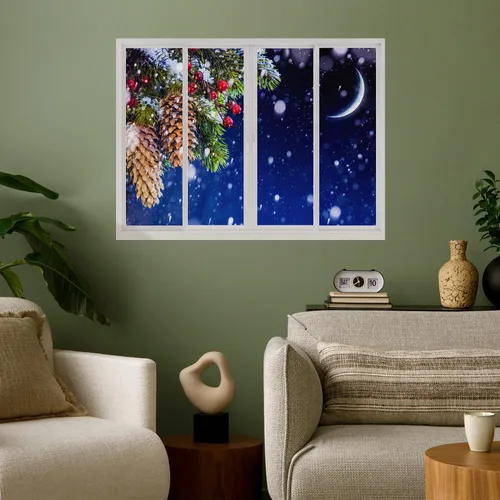 Miniatura 17 de wall26 Adhesivo de Pared Papá Noel Llevando Regalos Ventana Abierta Mural, No Se Despega y No Se Pega, Papel Tapiz No Tejido Decorativo