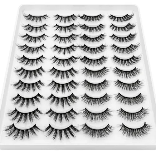 Miniatura 7 de DYSILK - 20 pares de pestañas postizas 6D de imitación de visón, impresionantes, largas, hechas a mano, aspecto natural, reutilizables, gruesas