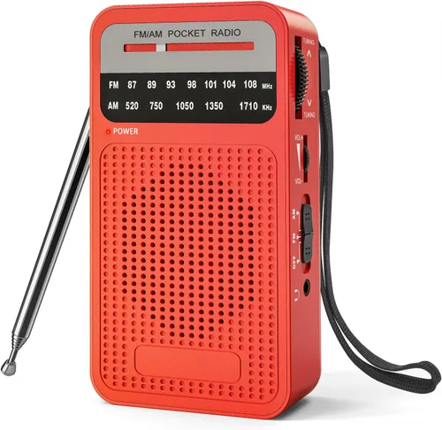 Miniatura 10 de Radio portátil AM FM con la mejor recepción, radio transistor Goodes con altavoz fuerte, funciona con 2 baterías AA, conector de auriculares