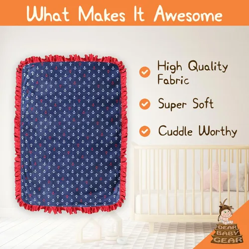 Miniatura 3 de Dear Baby Gear Ocean Deluxe - Manta para bebé, doble capa Minky, regalos de hitos y recién nacidos, manta de bebé para niñas/niños, ancla rojo