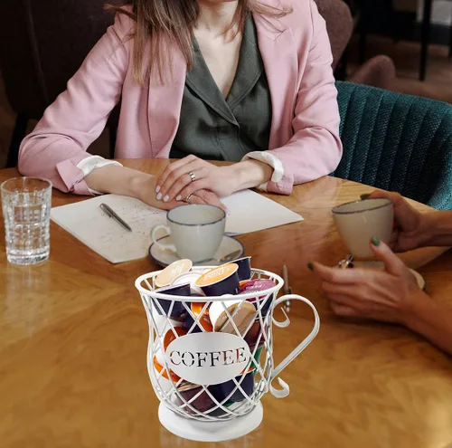 Miniatura 4 de Soporte para cápsulas de café, forma de taza, multiuso, soporte para tazas K, estación de café, organizador de almacenamiento, cesta de alambre