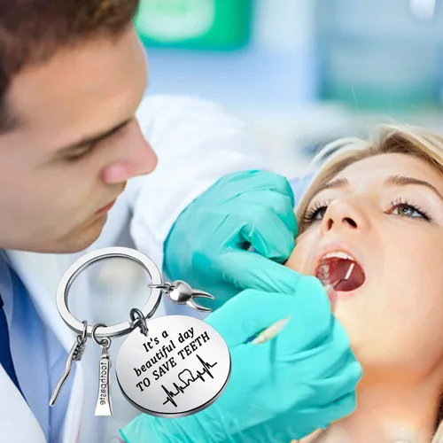Miniatura 9 de CHOORO Llavero dental con texto en inglés It's a Beautiful Day to Save Teeth