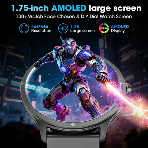 Miniatura 5 de Reloj inteligente, reloj inteligente AMOLED de 1.75 pulgadas para hombres y mujeres (respuesta/hacer llamadas), rastreador de actividad física