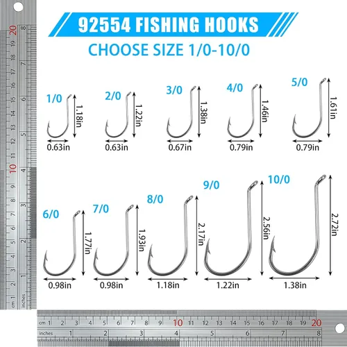 Miniatura 4 de Octopus Beak Hooks, 60pcs/100pcs Stainless Steel Saltwater Fishing Hooks, Suicide Bait Jig, Big Game, Offset Circle Hooks 10