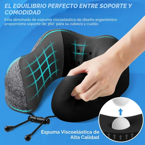 Miniatura 3 de ExploreBliss Almohada de Viaje, Almohadas de Viaje para Dormir en Avión, Almohada para el Cuello con Funda Extraíble y Cierre Ajustable, Juego